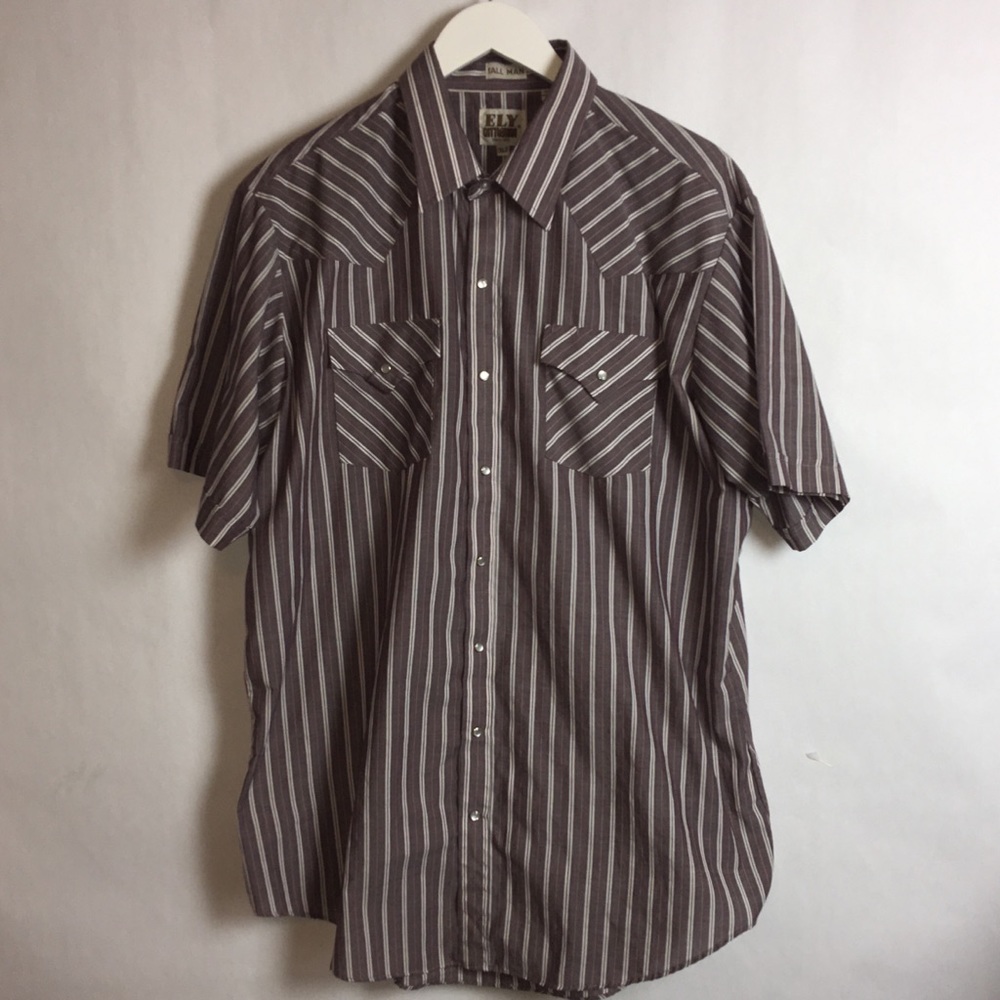 ELY Cattleman Tall Man WesternBotton Up Shirt XLT